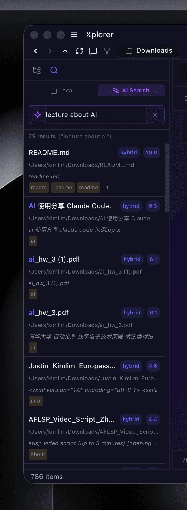 AI-powered search finding files by natural language query